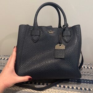 Kate Spade Dark Blue Pebbled Leather Satchel